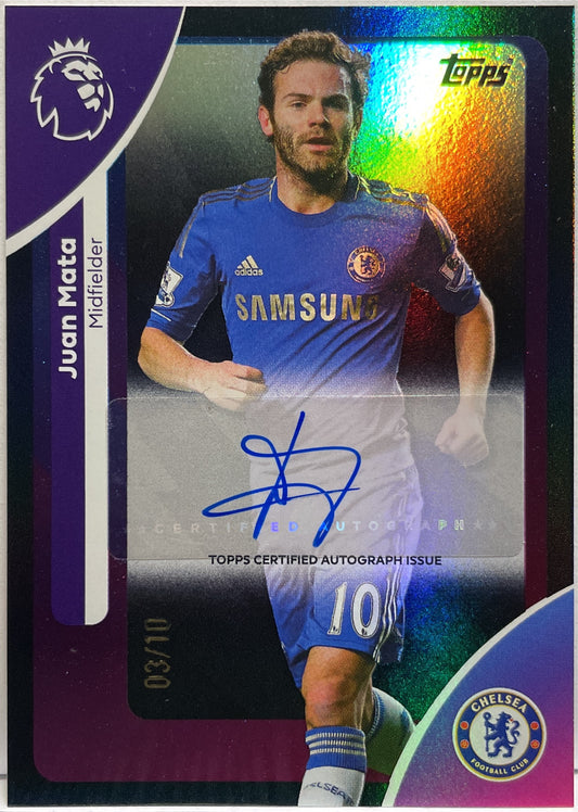 Juan Mata 3/10 Autograph Black Topps Premier League EPL 2026