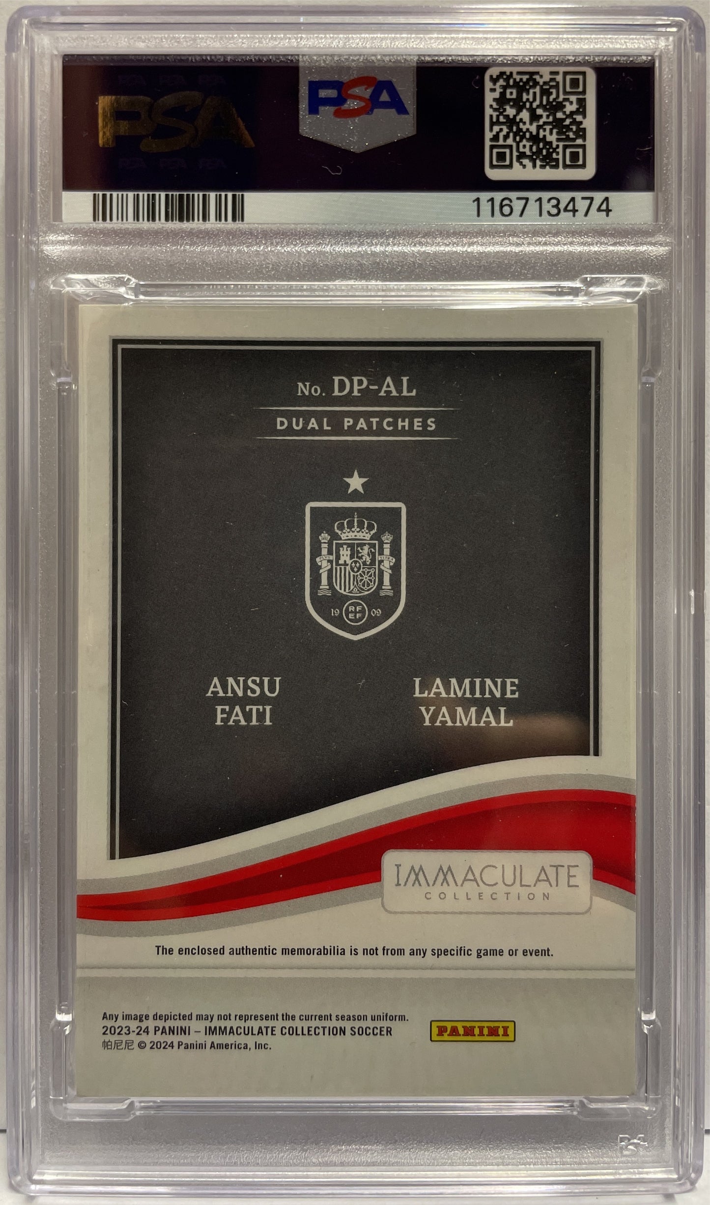 Ansu Fati Lamine Yamal 35/49 Patch Ink Panini Immaculate 2023/24 PSA 10