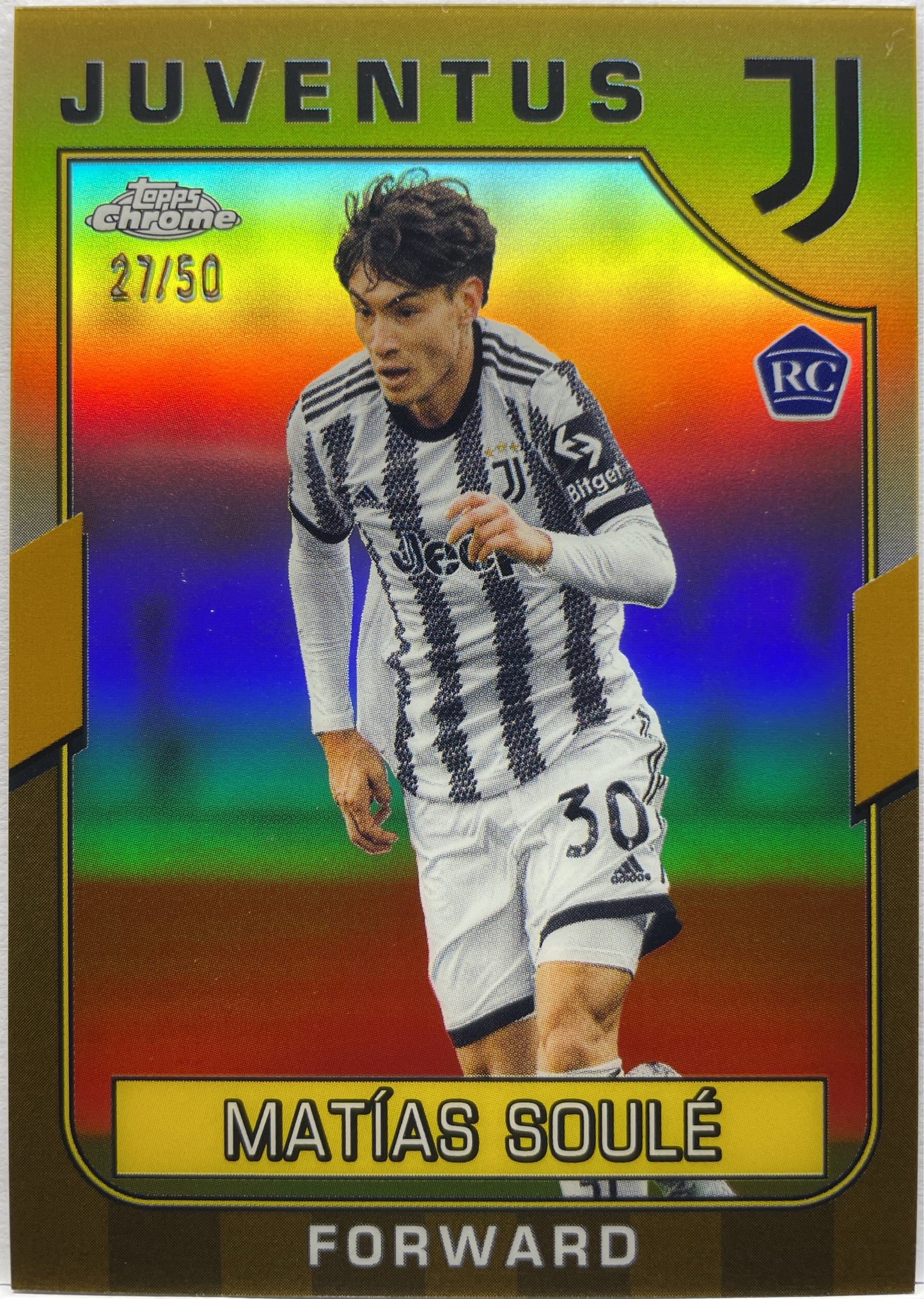 Matias Soule 27/50 Rookie Gold Topps Chrome Juventus 2022/23