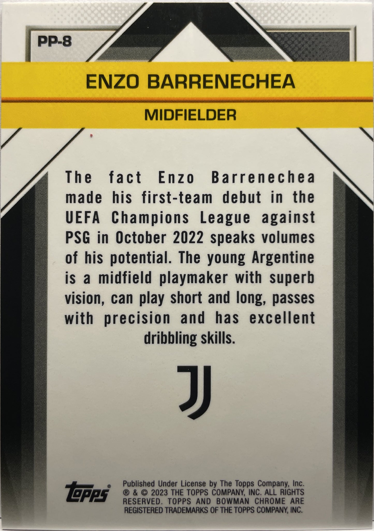 Enzo Barrenechea 2/25 Rookie Il Futuro Orange Topps Chrome Juventus 2022/23