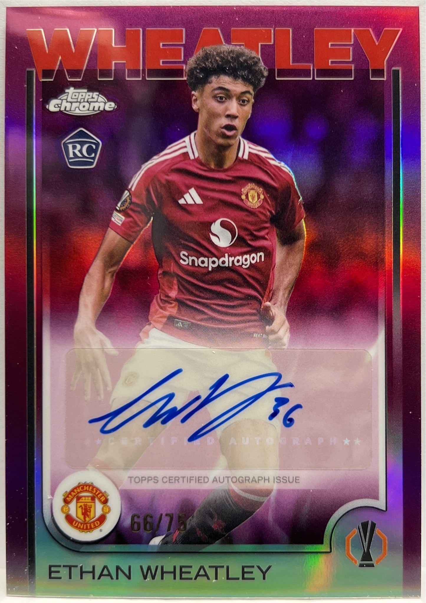 Ethan Wheatley 66/75 Rookie Autograph Magenta Topps Chrome UCC 2024/25