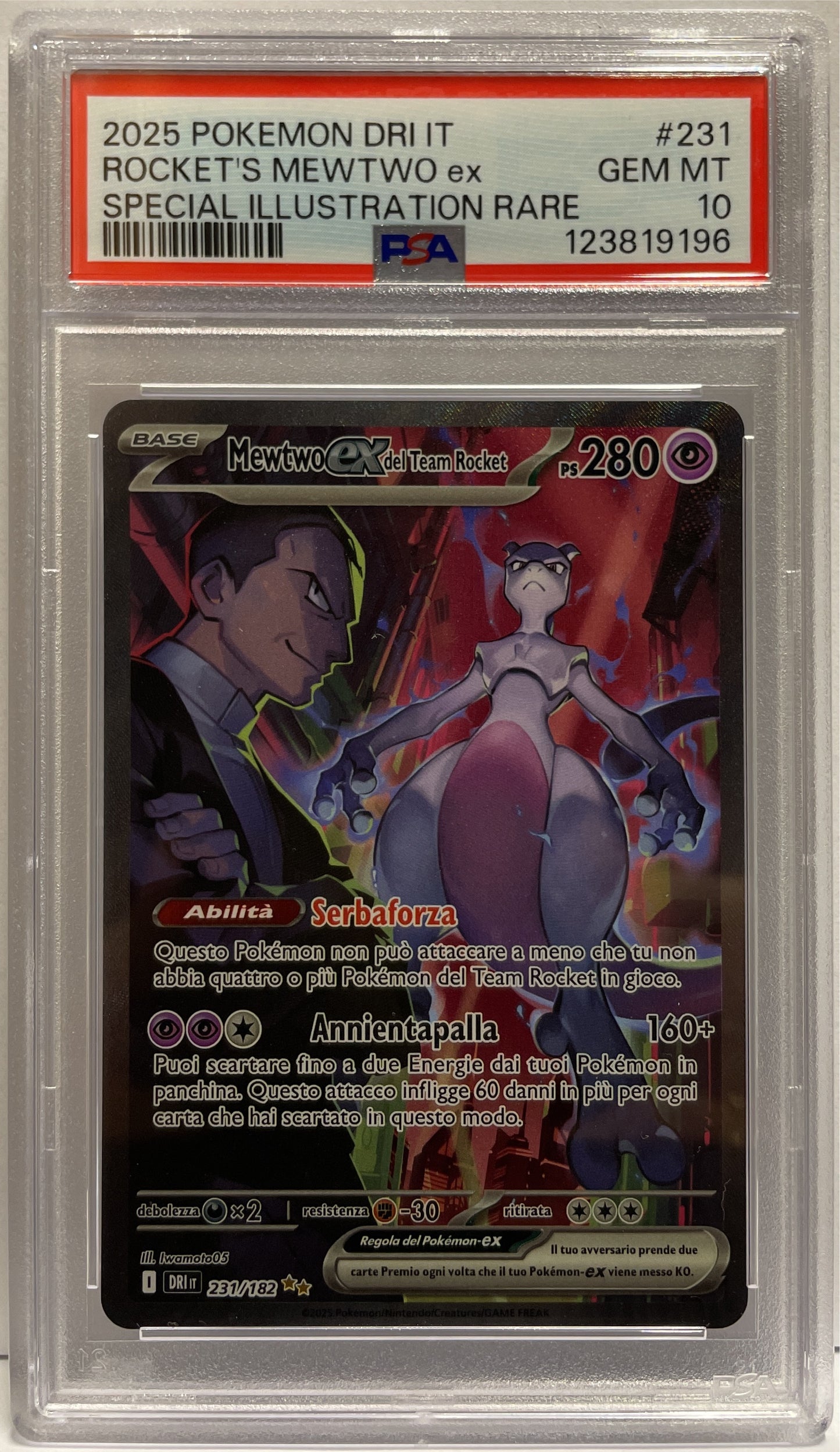 Mewtwo EX Del Team Rocket 231/182 Pokemon Dri It 2025 PSA 10