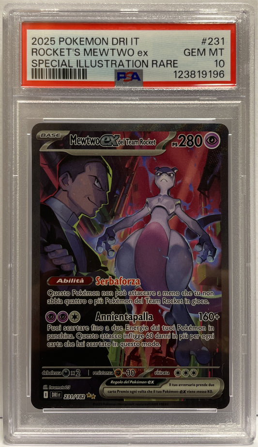 Mewtwo EX Del Team Rocket 231/182 Pokemon Dri It 2025 PSA 10