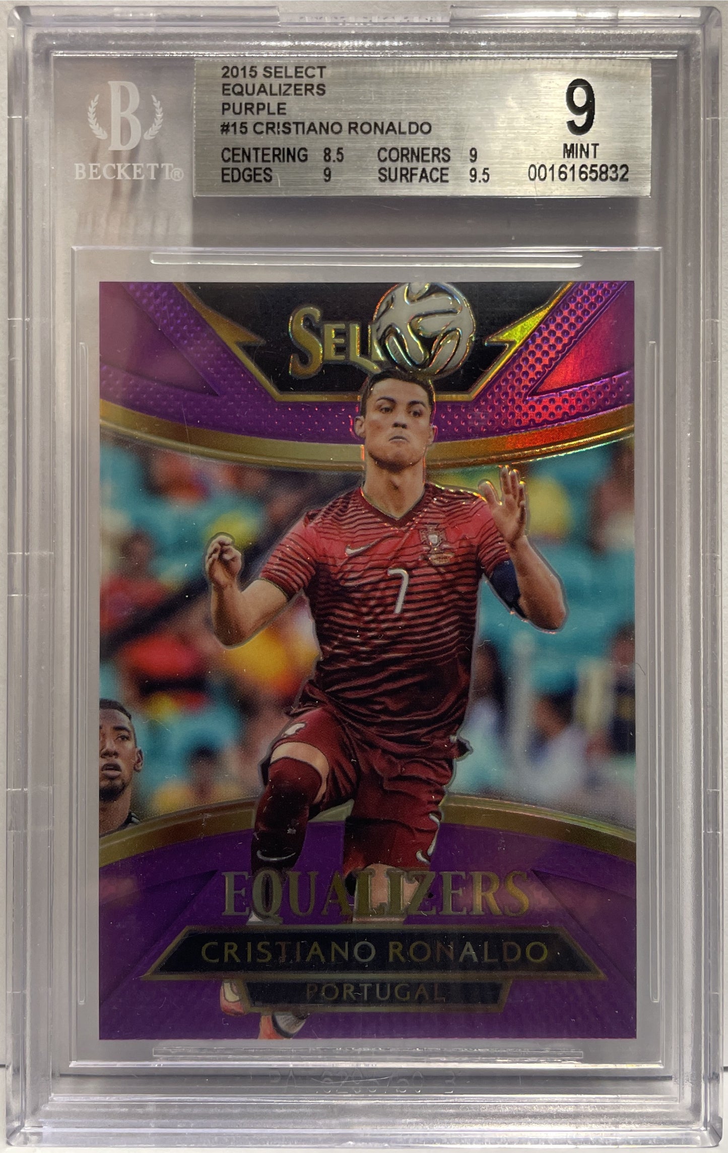 Cristiano Ronaldo 4/99 Equalizers Purple Panini Select 2015/16 Beckett 9