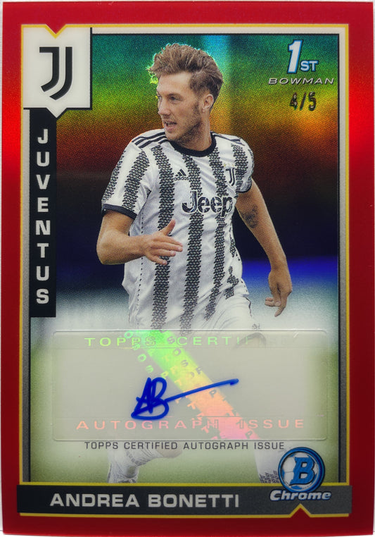 Andrea Bonetti 4/5 Autograph 1ST Bowman Red Topps Chrome Juventus 2022/23