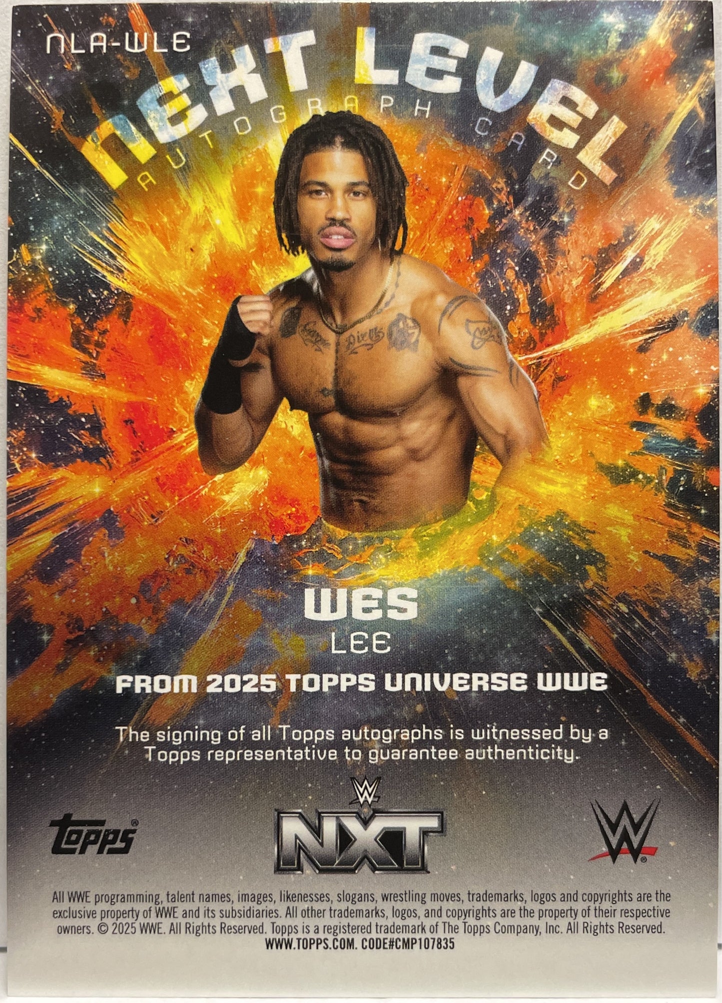 Wes Lee 89/199 Autograph On Card Next Level Blue Topps Universe WWE 2025