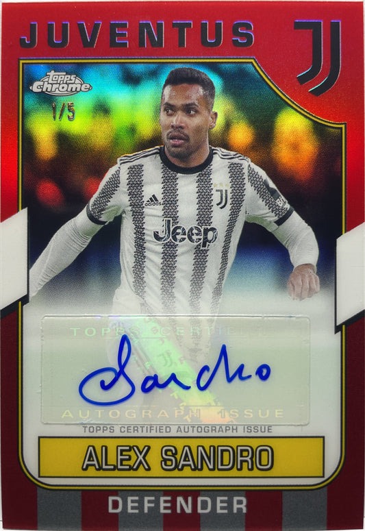 Alex Sandro 1/5 Autograph Red Topps Chrome Juventus 2022/23