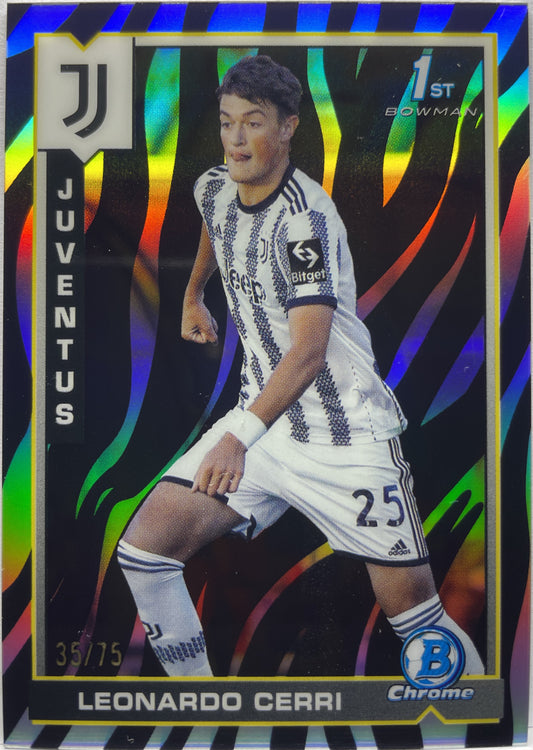 Leonardo Cerri 35/75 1ST Bowman Zebra Topps Chrome Juventus 2022/23