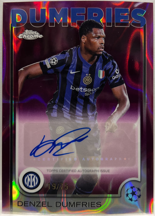 Denzel Dumfries 19/75 Autograph Magenta Lava Topps Chrome UCC 2024/25