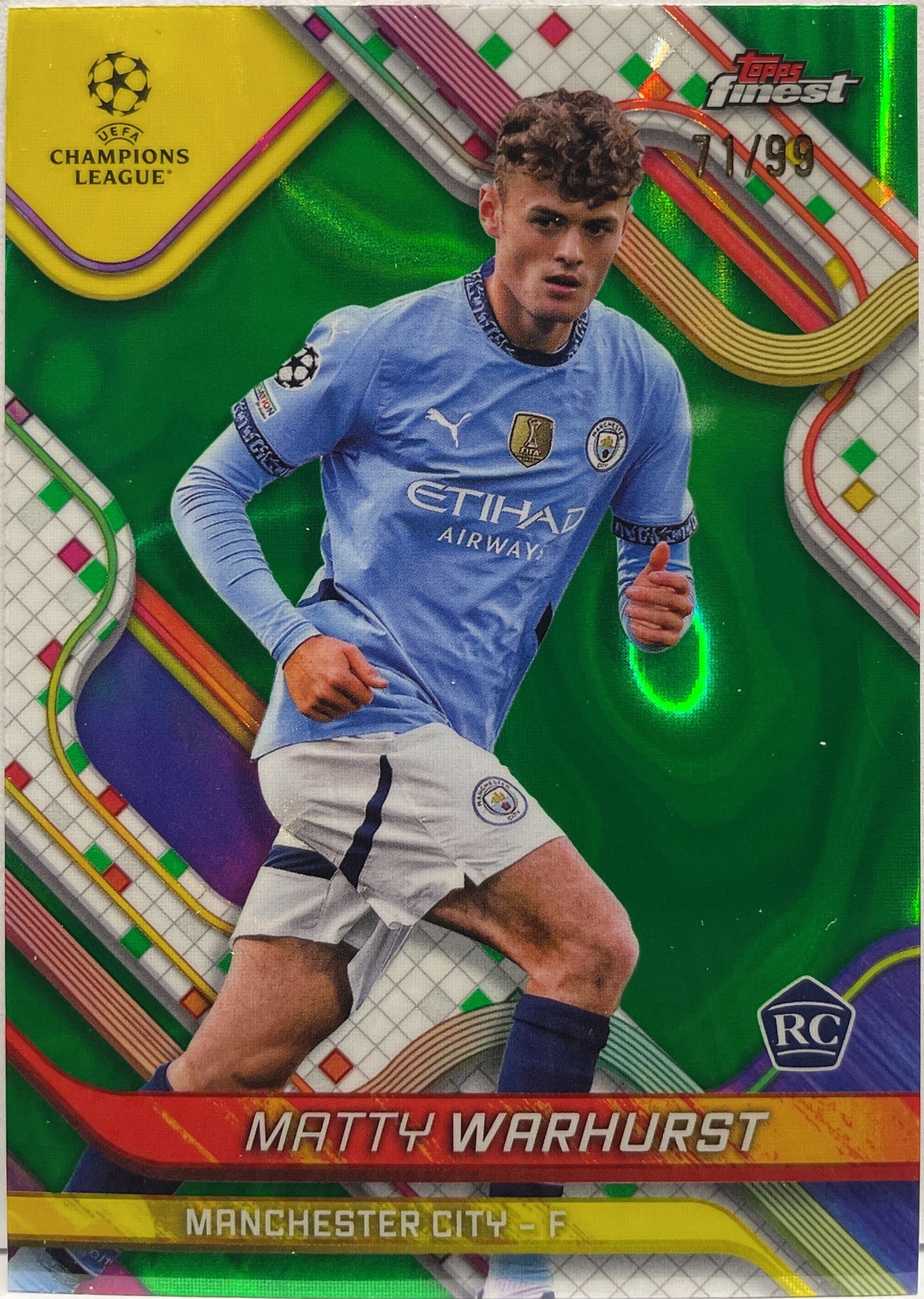 Matty Warhurst 71/99 Rookie Green Lava Topps Finest UCC 2024/25