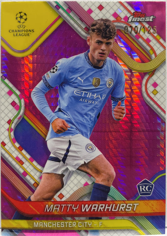 Matty Warhurst 70/125 Rookie Pink Prizm Topps Finest UCC 2024/25