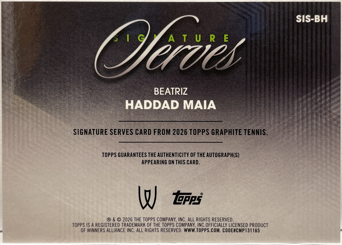Beatriz Haddad Maia Autograph Signature Serves Topps Tennis Graphite 2026