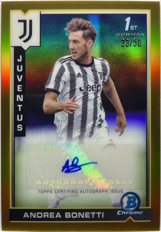 Andrea Bonetti 23/50 Autograph 1ST Bowman Gold Topps Chrome Juventus 2022/23