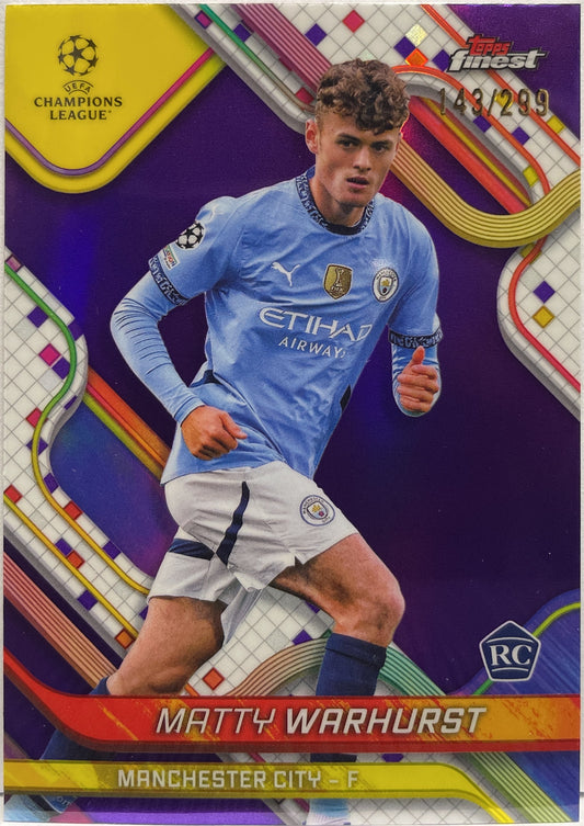 Matty Warhurst 143/299 Rookie Purple Topps Finest UCC 2024/25