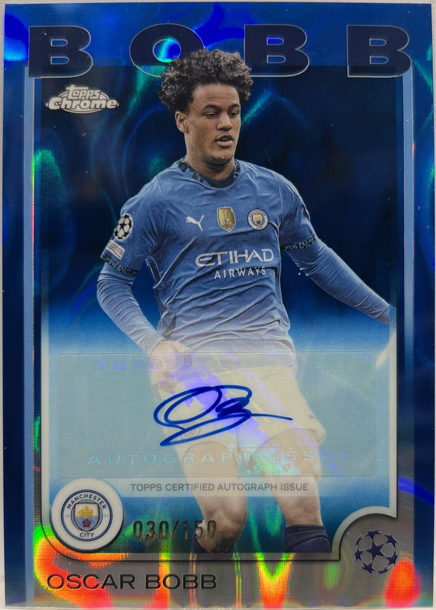 Oscar Bobb 30/150 Autograph Blue Lava Topps Chrome UCC 2024/25
