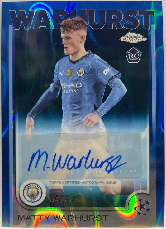 Matty Warhurst 42/150 Rookie Autograph Blue Lava Topps Chrome UCC 2024/25