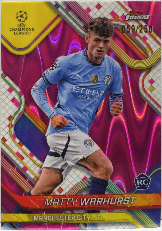 Matty Warhurst 59/250 Rookie Pink RayWave Topps Finest UCC 2024/25