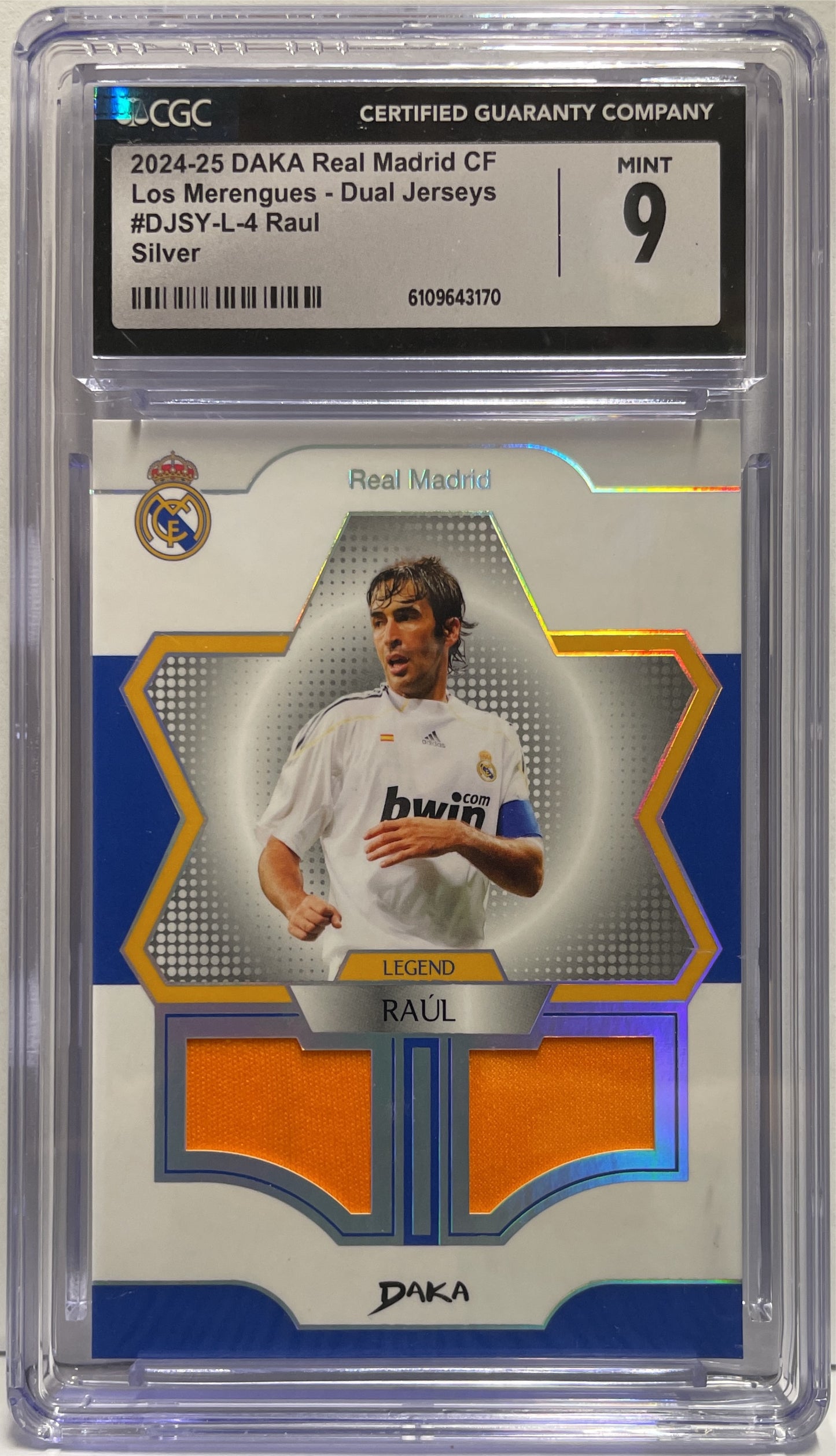 Raul 15/55 Patch Worn Los Merengues Dua Jersey Daka Real Madrid 2024/25 CGC 9