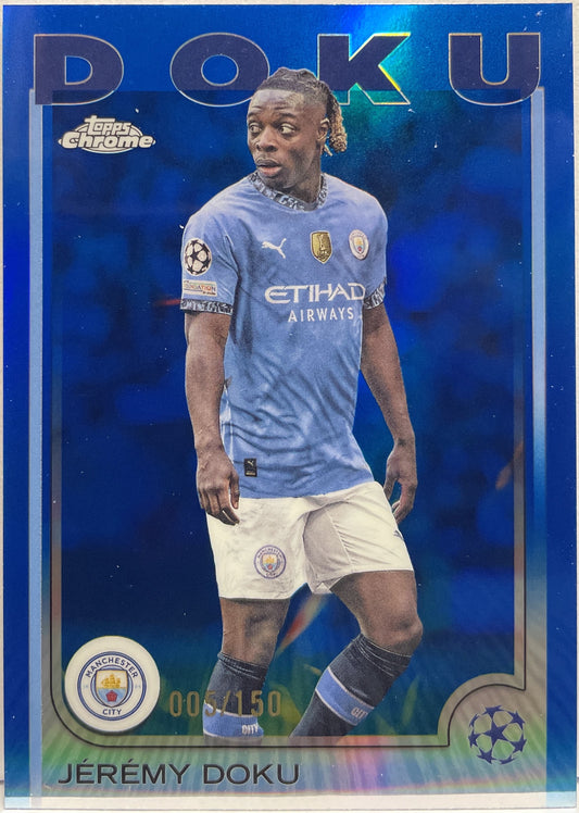 Jeremy Doku 5/150 Blue Topps Chrome UCC 2024/25