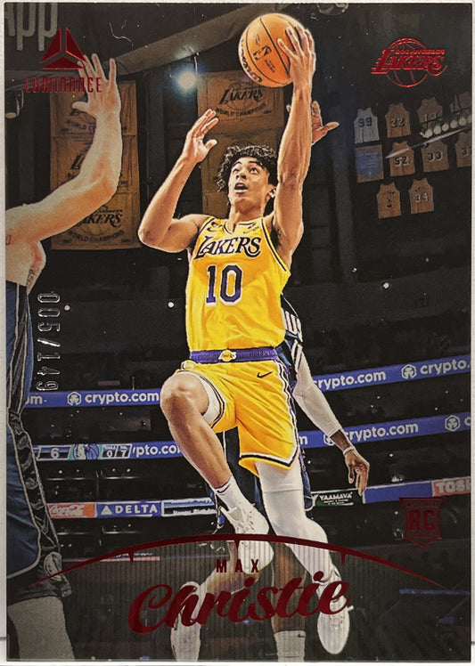 Max Christie 5/149 Rookie Luminance Red Panini Chronicles Basketball NBA 2022/23
