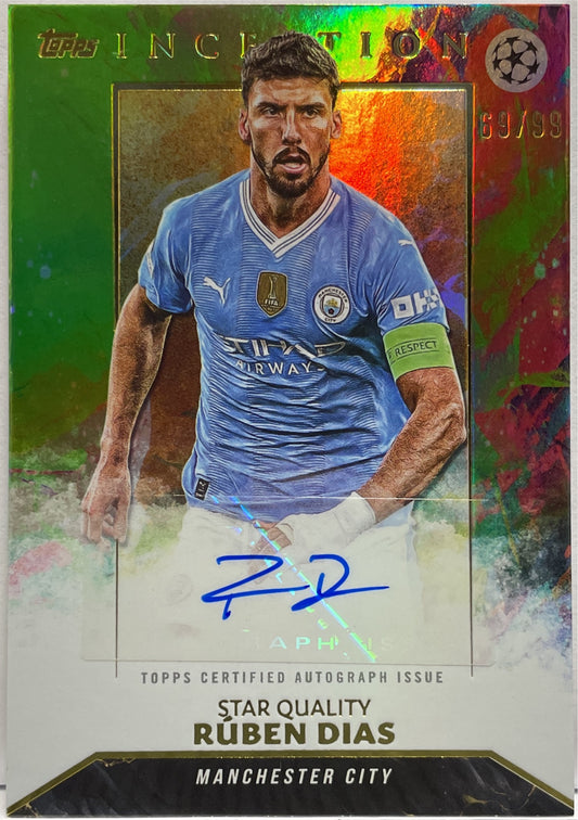Ruben Dias 69/99 Autograph Star Quality Green Topps Inception 2023/24