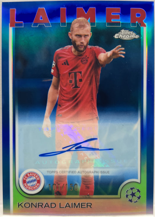 Konrad Laimer 101/150 Autograph Blue Topps Chrome UCC 2024/25