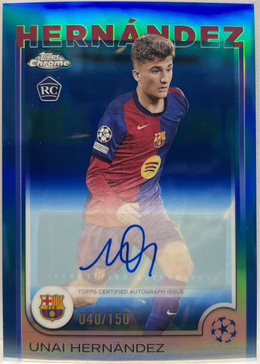 Unai Hernandez 40/150 Rookie Autograph Blue Topps Chrome UCC 2024/25