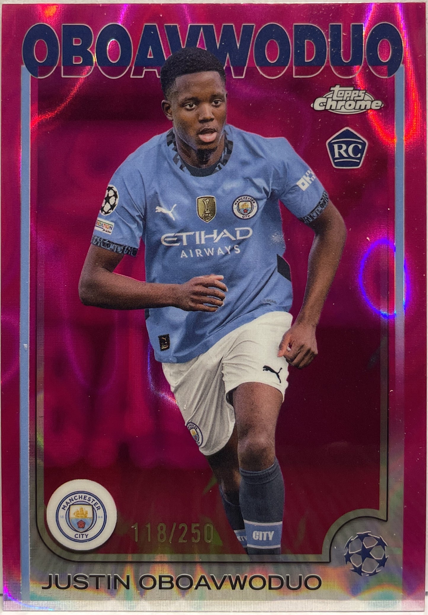 Justin Oboavwoduo 118/250 Rookie Pink Lava Topps Chrome UCC 2024/25