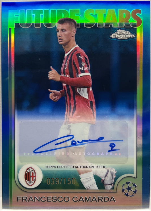 Francesco Camarda 39/150 Autograph Future Stars Blue Topps Chrome UCC 2024/25