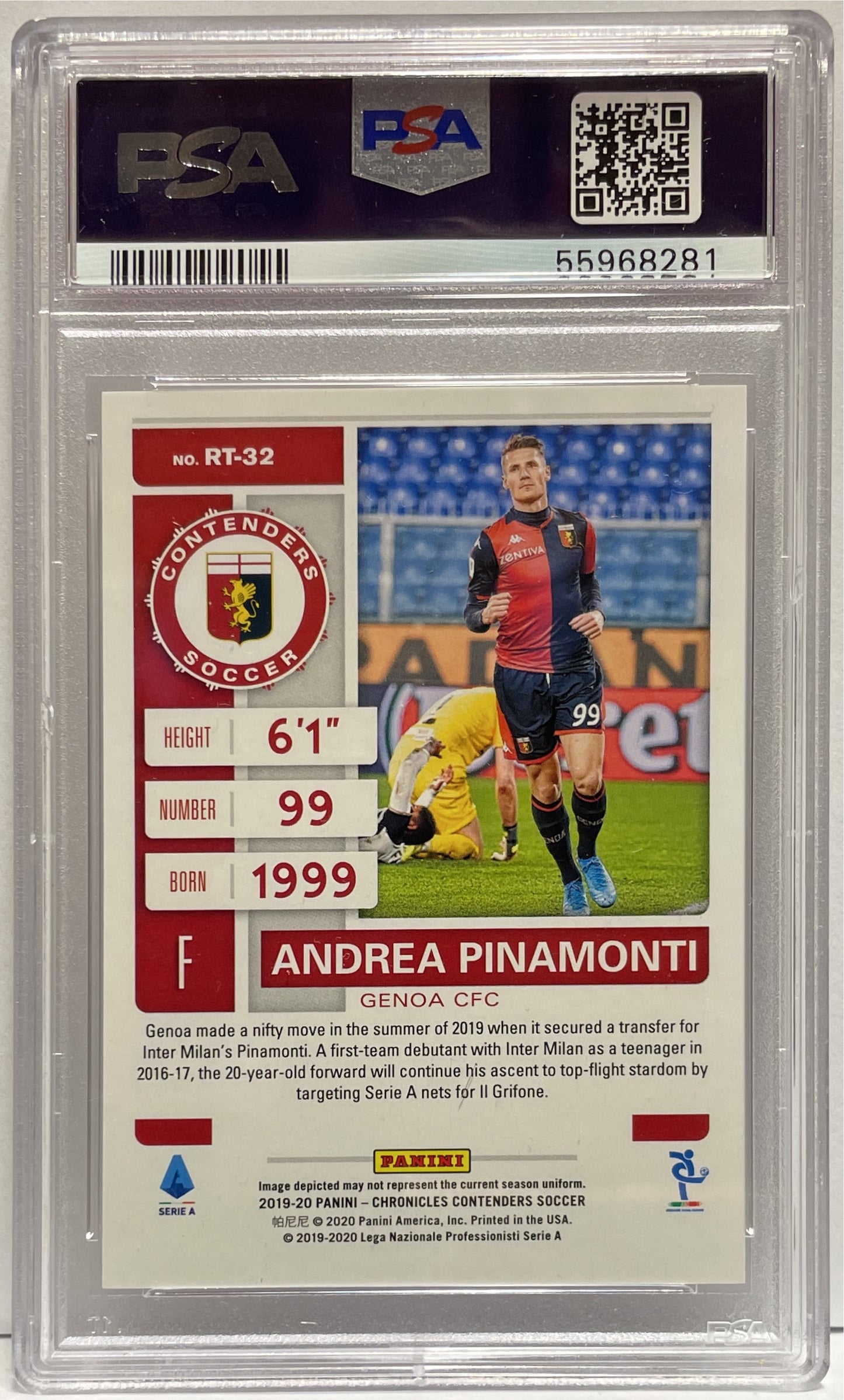 Andrea Pinamonti Rookie TIcket Red Panini Chronicles 2019/20 PSA 9