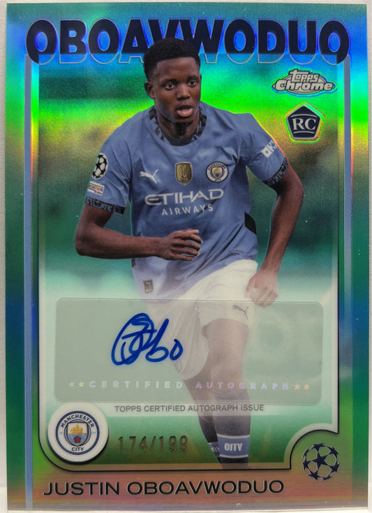 Justin Oboavwoduo 174/199 Rookie Autograph Aqua Topps Chrome UCC 2024/25