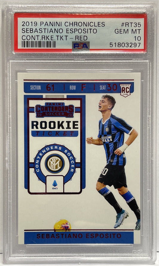 Sebastiano Esposito Rookie TIcket Red Panini Chronicles 2019/20 PSA 10