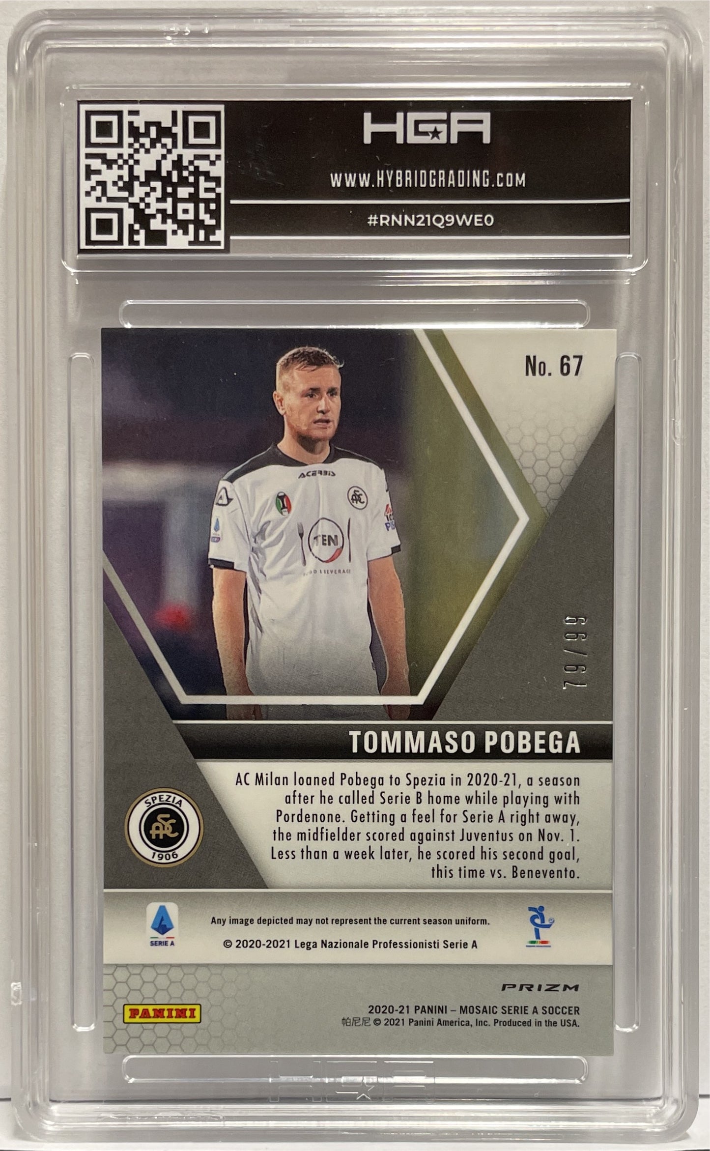 Tommaso Pobega 79/99 Rookie Blue Panini Mosaic Serie A 2020/21 HGA 9