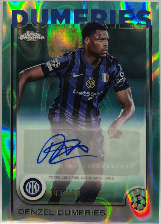 Denzel Dumfries 143/199 Autograph Aqua Lava Topps Chrome UCC 2024/25