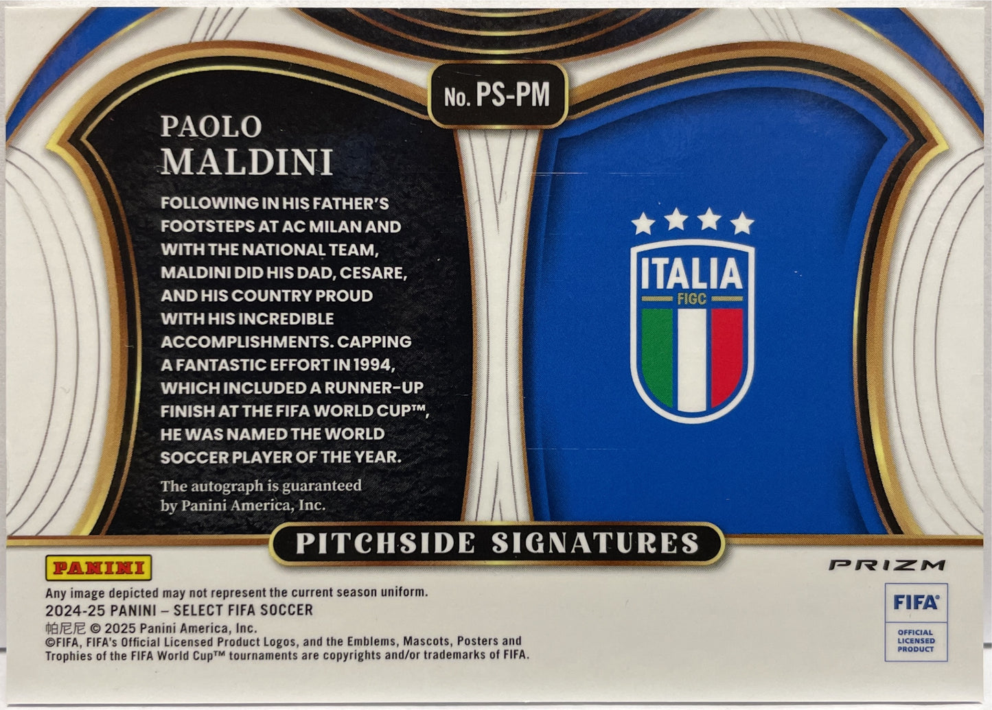 Paolo Maldini Autograph Pitchside Signatures Select Fifa 2024/25