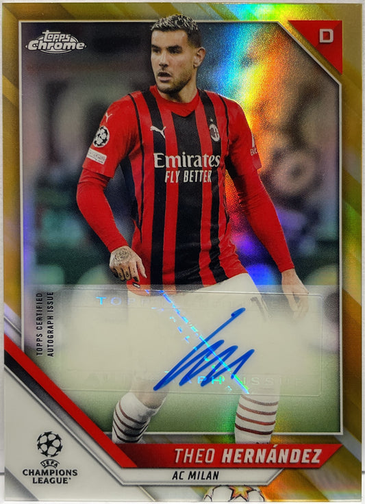 Theo Hernandez 15/50 Autograph Gold Merlin Chrome 2021/22