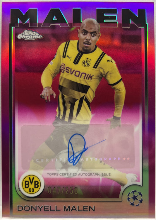 Donyell Malen 47/250 Autograph Pink Topps Chrome UCC 2024/25