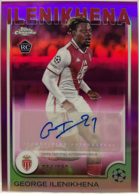 George Ilenikhena 54/250 Rookie Autograph Pink Topps Chrome UCC 2024/25
