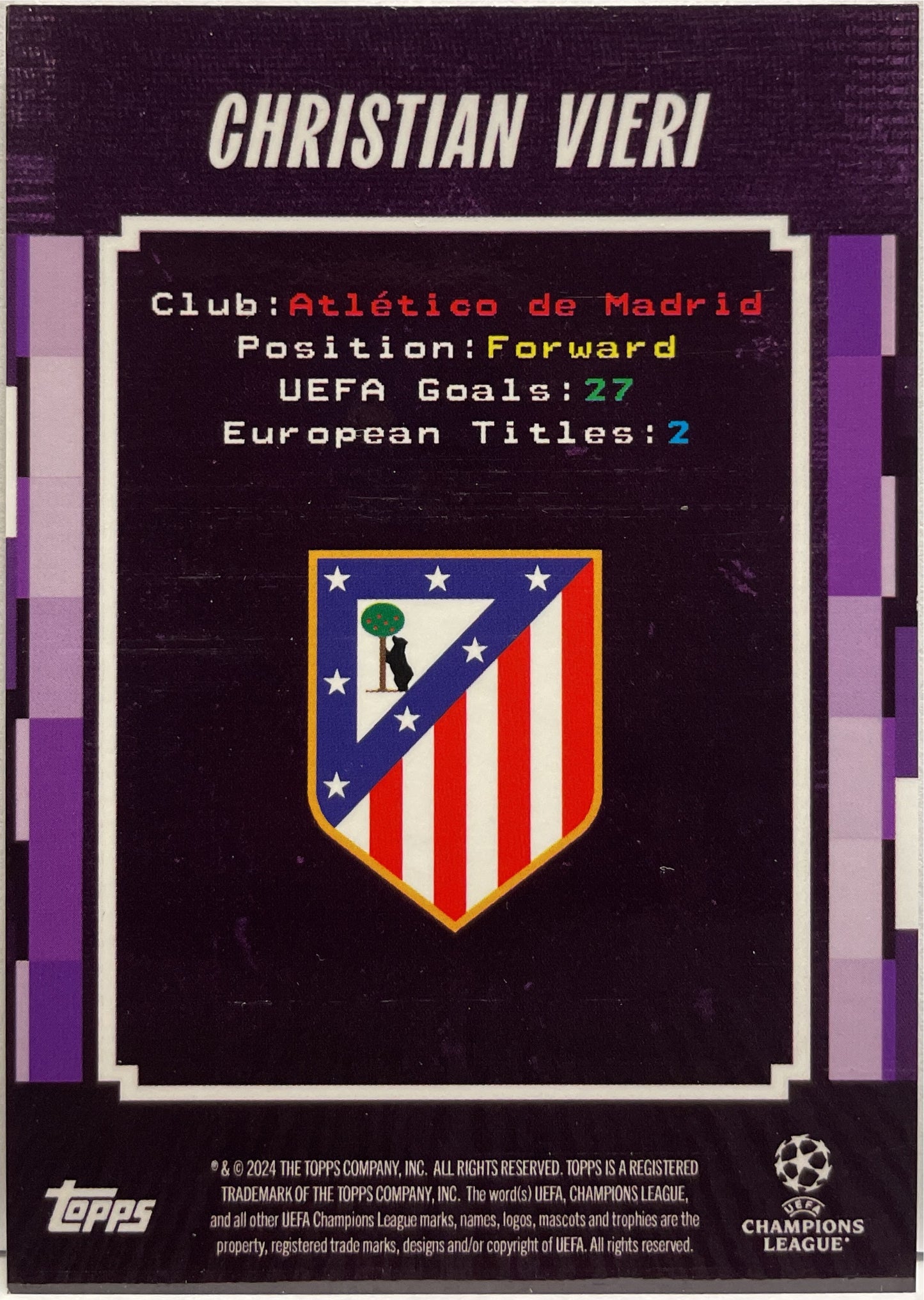 Christian Vieri 5/25 Targetman Topps Decades 2024/25