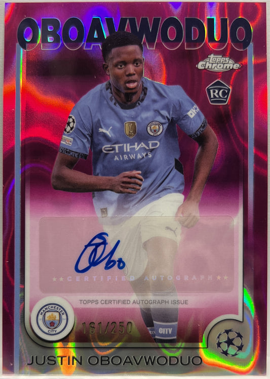Justin Oboavwoduo 161/250 Rookie Autograph Pink Lava Topps Chrome UCC 2024/25