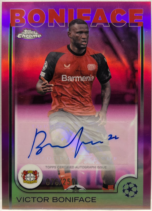 Victor Boniface 76/250 Autograph Pink Topps Chrome UCC 2024/25