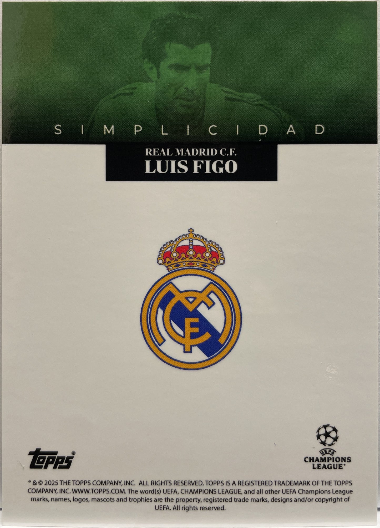 Luis Figo 34/99 Leyendas Green Topps Simplicidad 2024/25