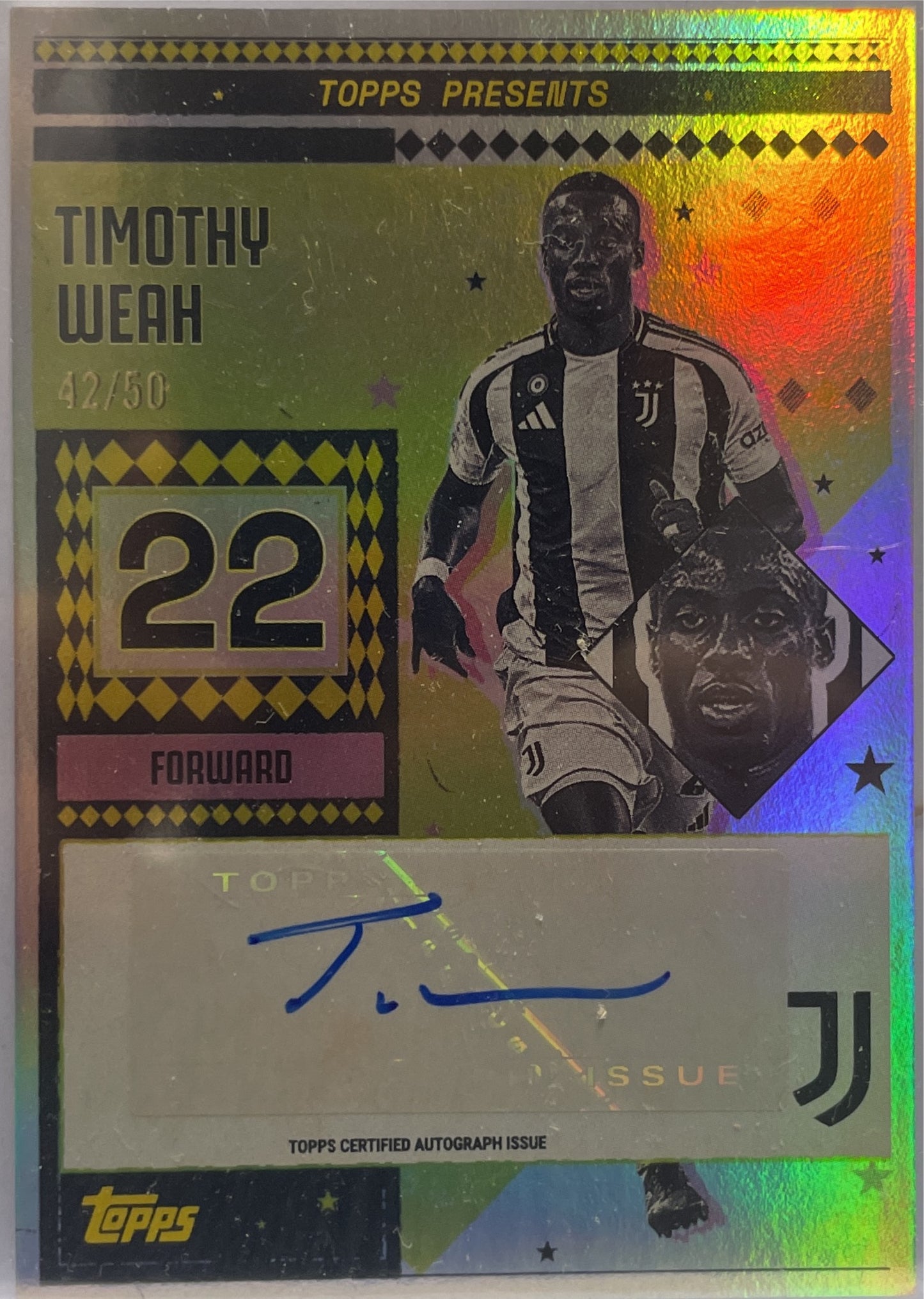 Timothy Weah 42/50 Autograph Vintage Lady Topps Juventus Premium Team Set 2024/25