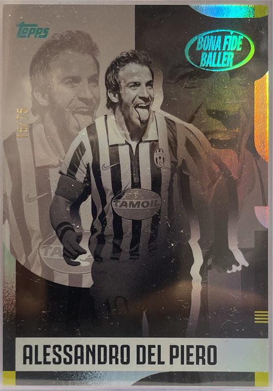 Alessandro Del Piero 15/75 Bona Fide Baller Aqua Topps Juventus Premium Team Set 2024/25