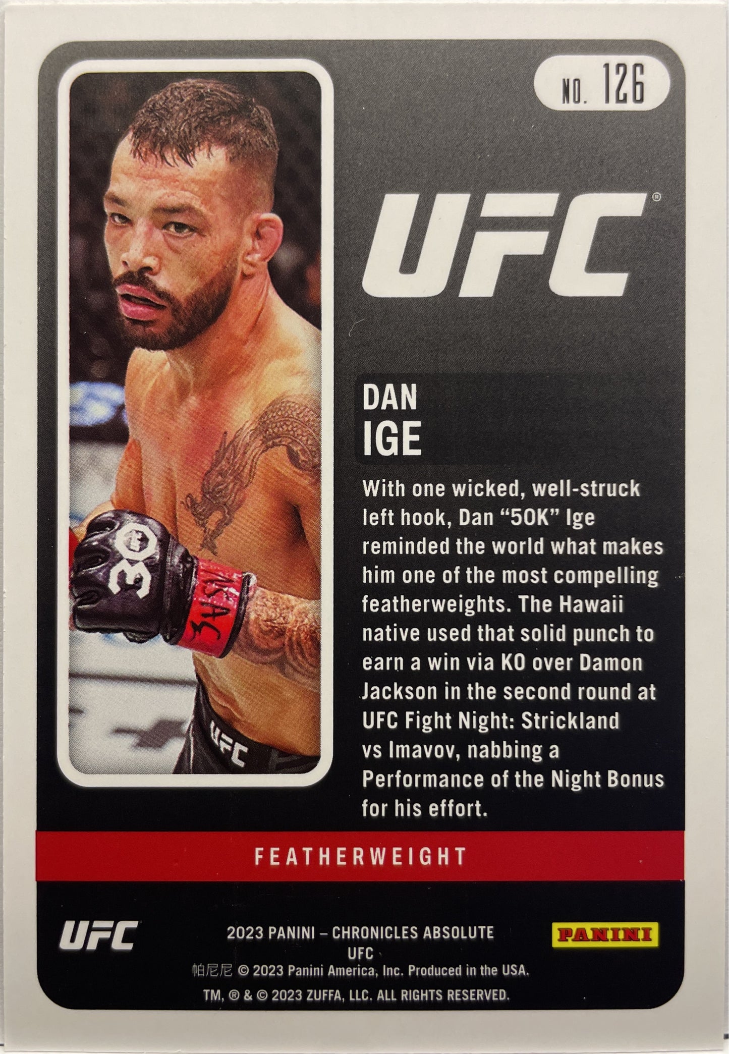 Dan Ige 45/99 Absolute Blue Chronicles UFC 2023