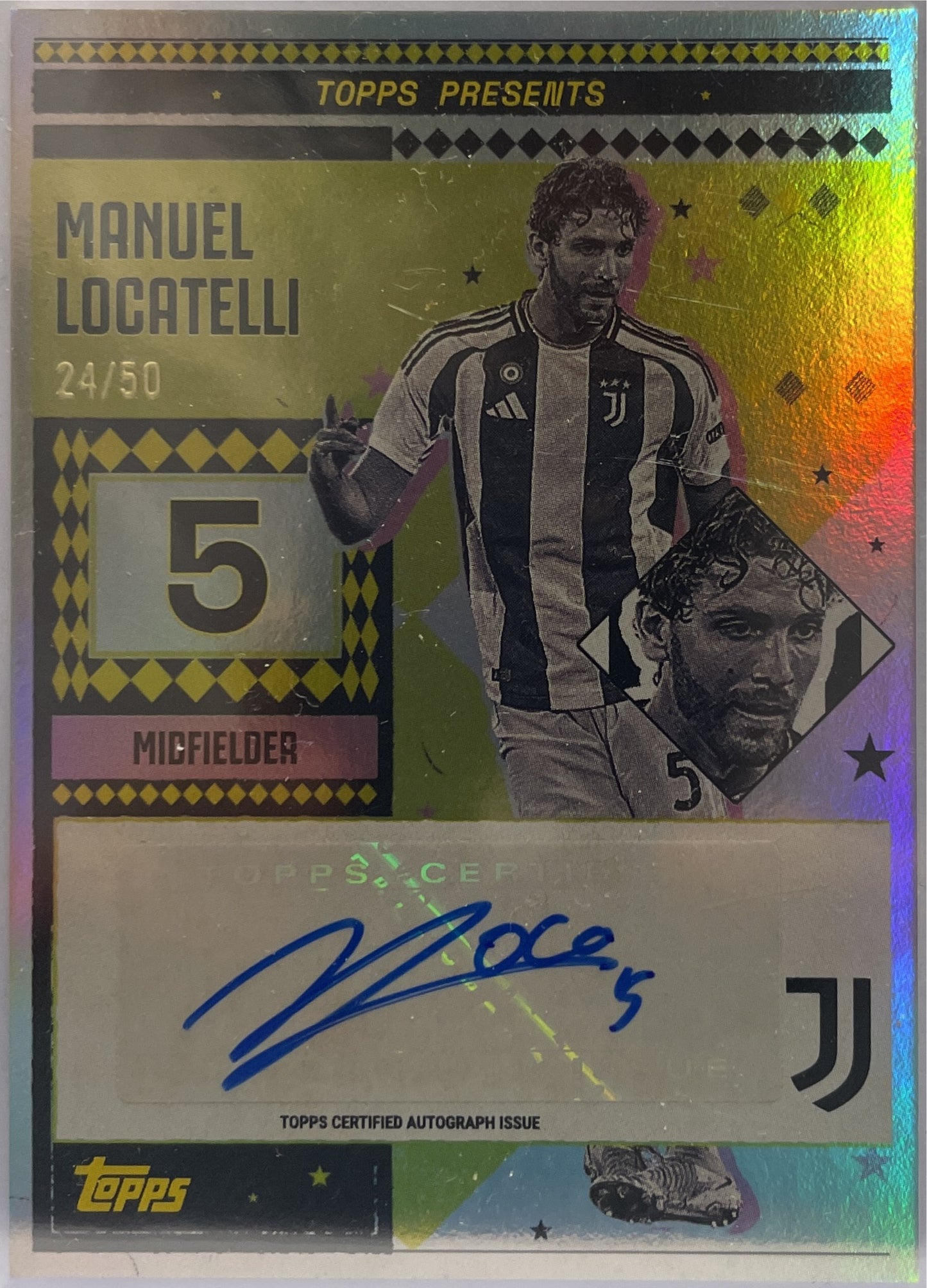Manuel Locatelli 24/50 Autograph Vintage Lady Topps Juventus Premium Team Set 2024/25