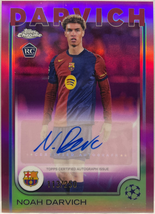 Noah Darvich 113/250 Rookie Autograph Pink Topps Chrome UCC 2024/25