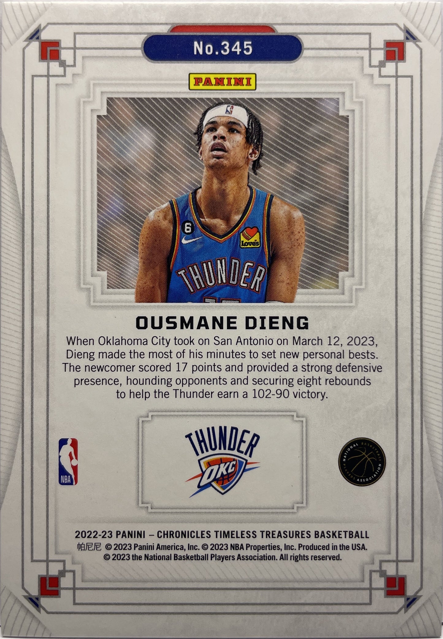 Ousmane Dieng 29/149 Rookie Timeless Treasure Red Chronicles Basketball NBA 2022/23