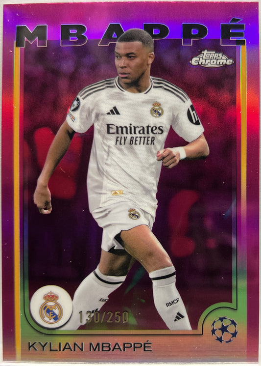 Kylian Mbappe 130/250 Pink Topps Chrome UCC 2024/25
