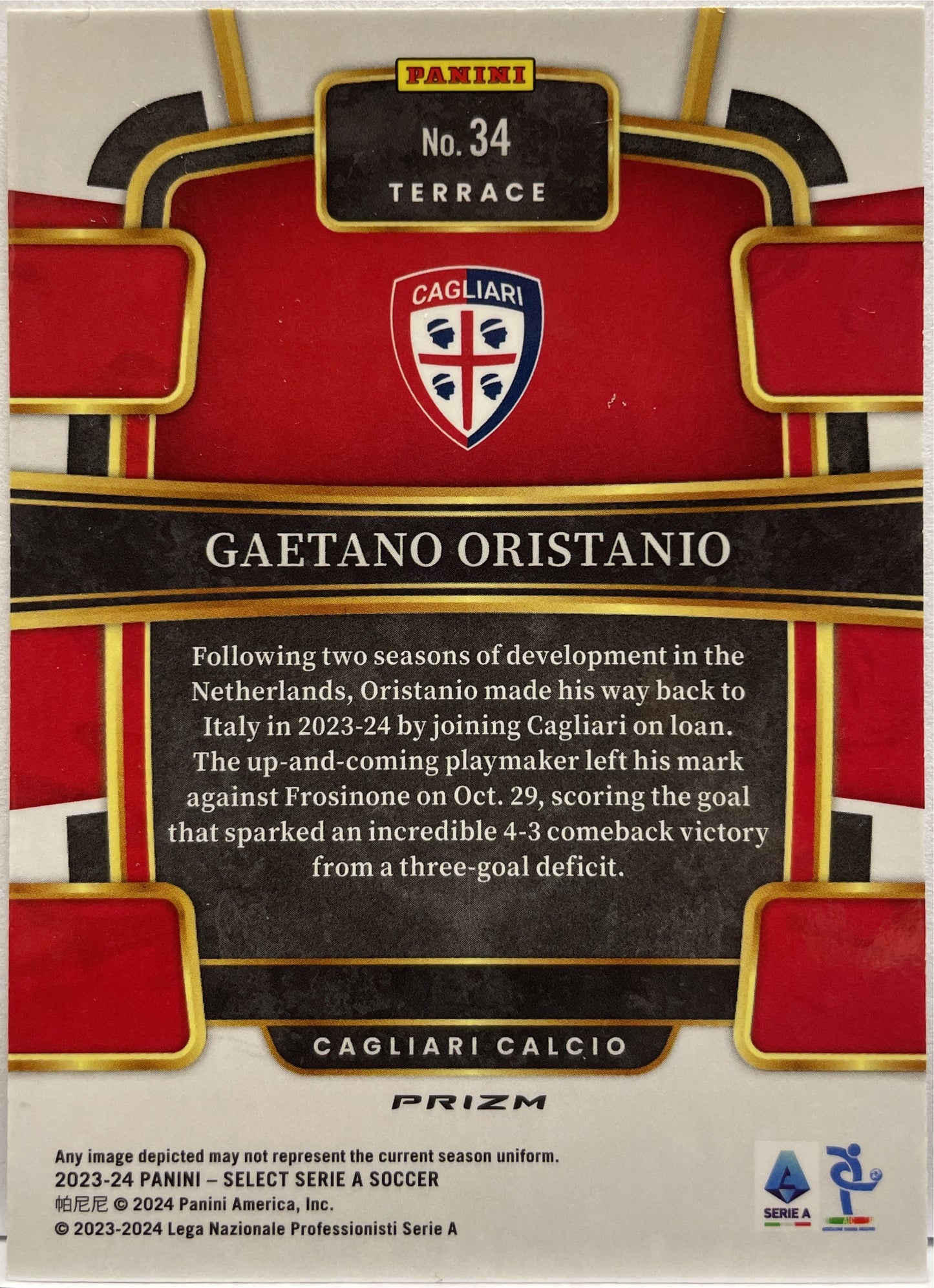 Gaetano Oristanio Rookie Terrace White Sparkle Select Serie A 2023/24